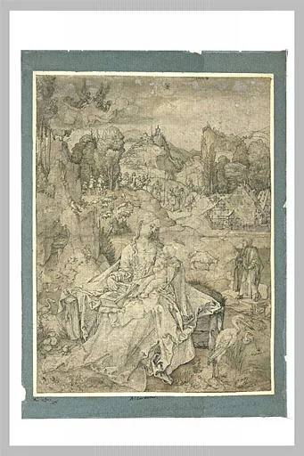 Vierge à l'Enfant dans un paysage avec l'Annonce aux Bergers