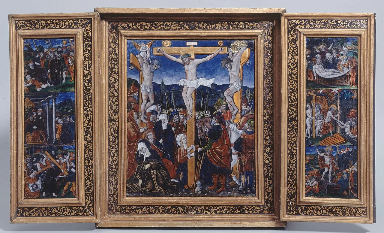 La Crucifixion; scènes de la vie et de la Passion du Christ
