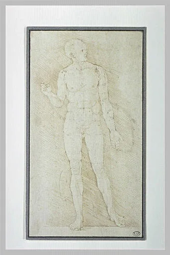 Homme nu, debout, de profil à droite, étude pour les Proportions du corps
