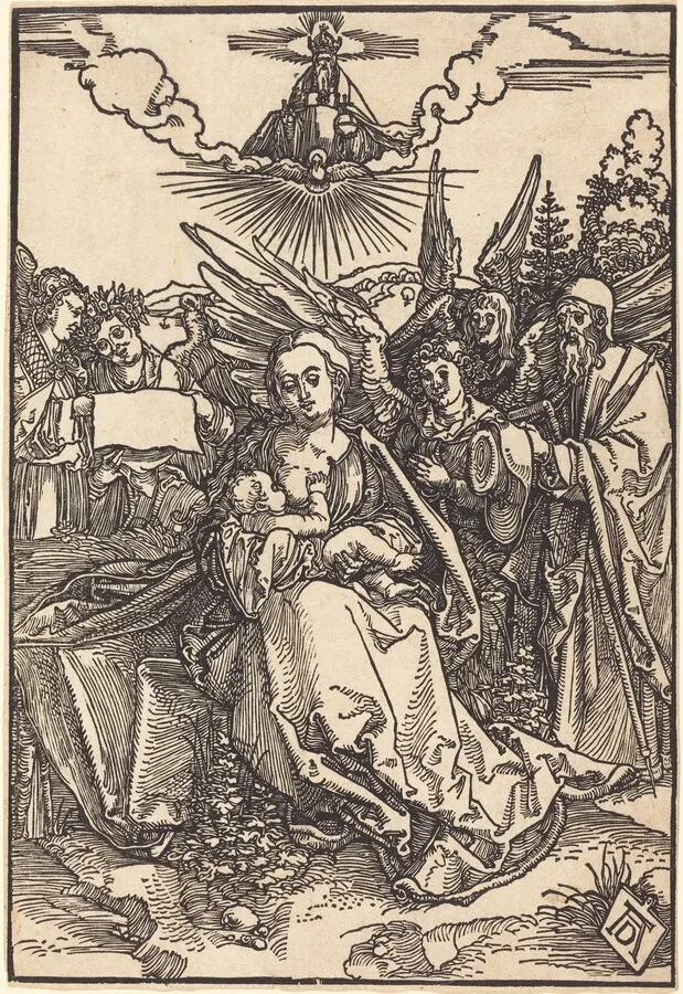 The Holy Family with Five Angels