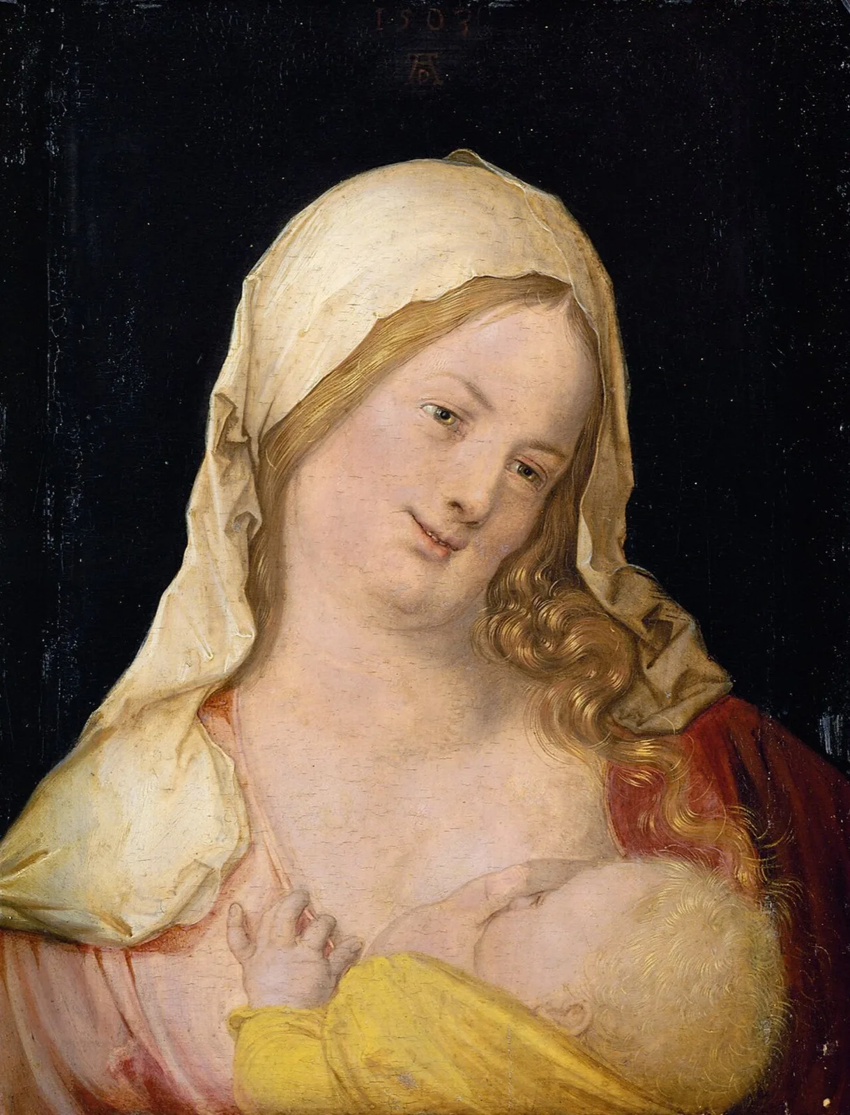 Maria mit Kind an der Brust