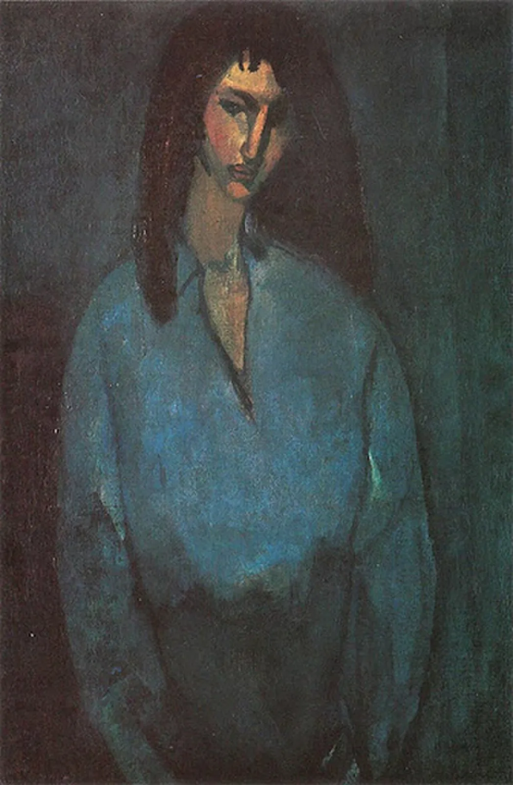Portrait of Young Girl in Blue Blouse