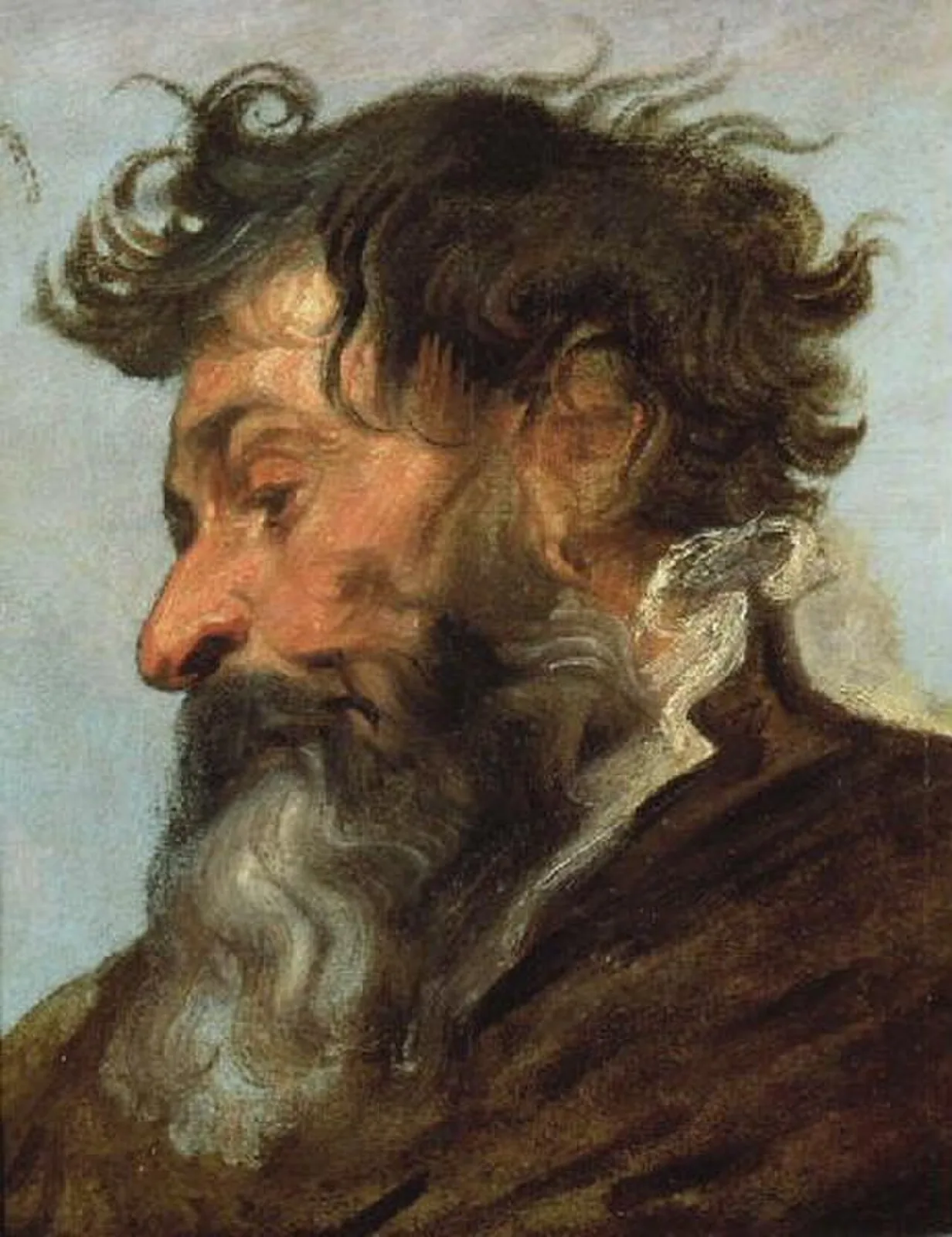Head of a man in profile facing left