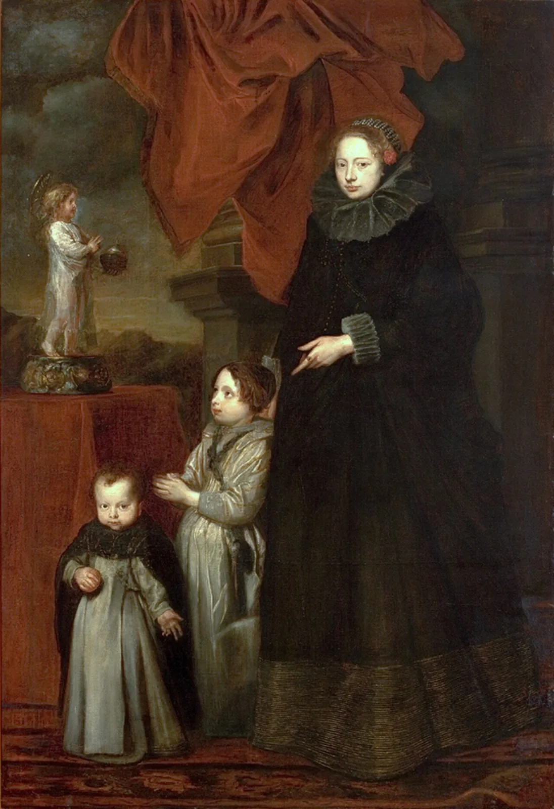 Portrait of Marquise Lomellini, with her children at prayer
