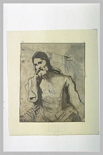 Etude de Christ, à mi-corps, assis