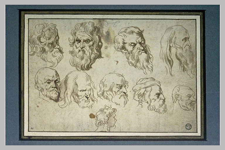 Dix études de têtes d'hommes