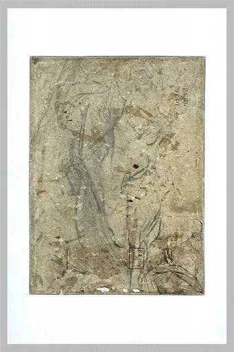 Croquis d'une femme nue et d'une draperie