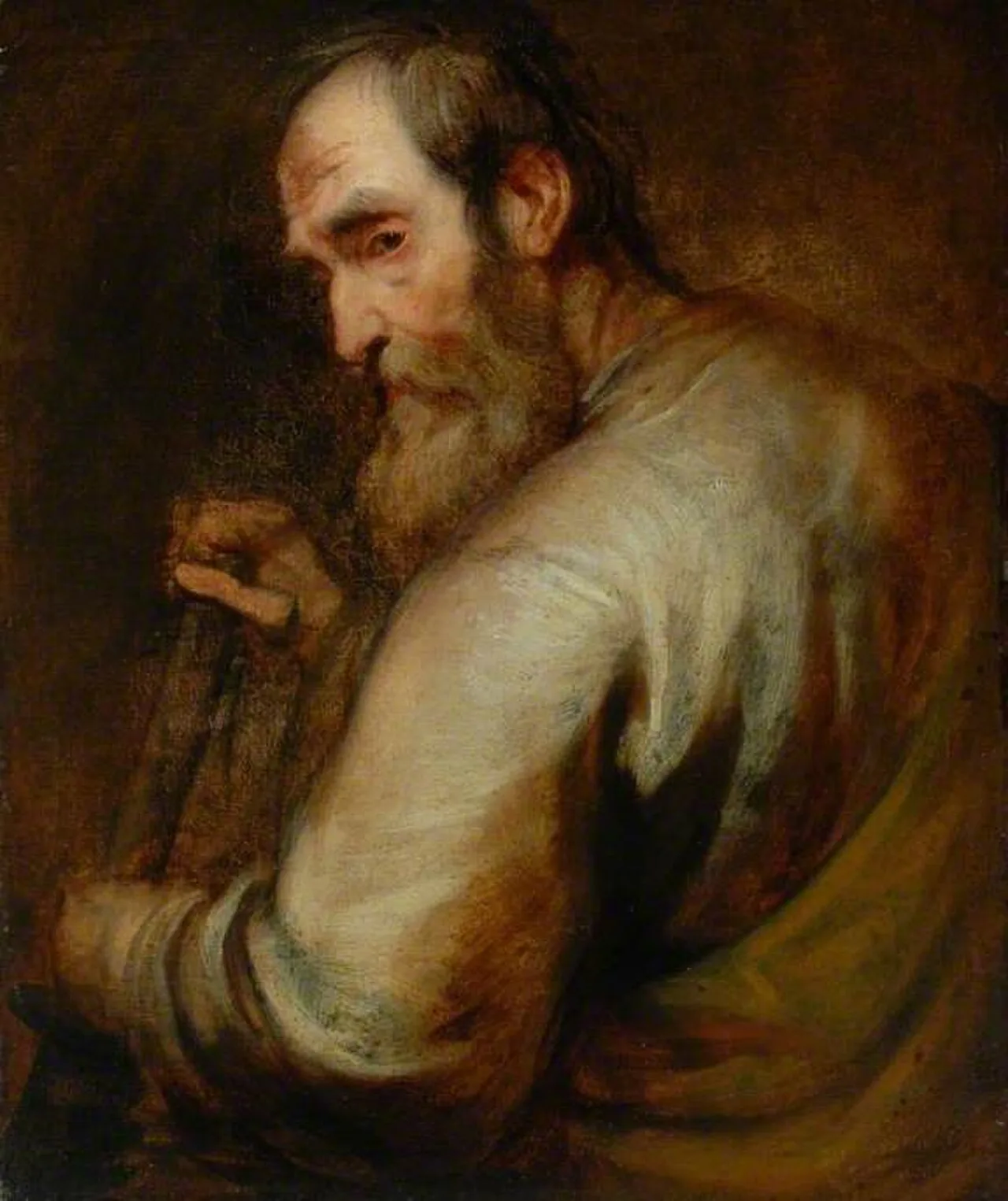 A Man Leaning on a Spade