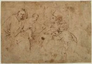 Maria und Josef mit Christus und Johannes als Kinder