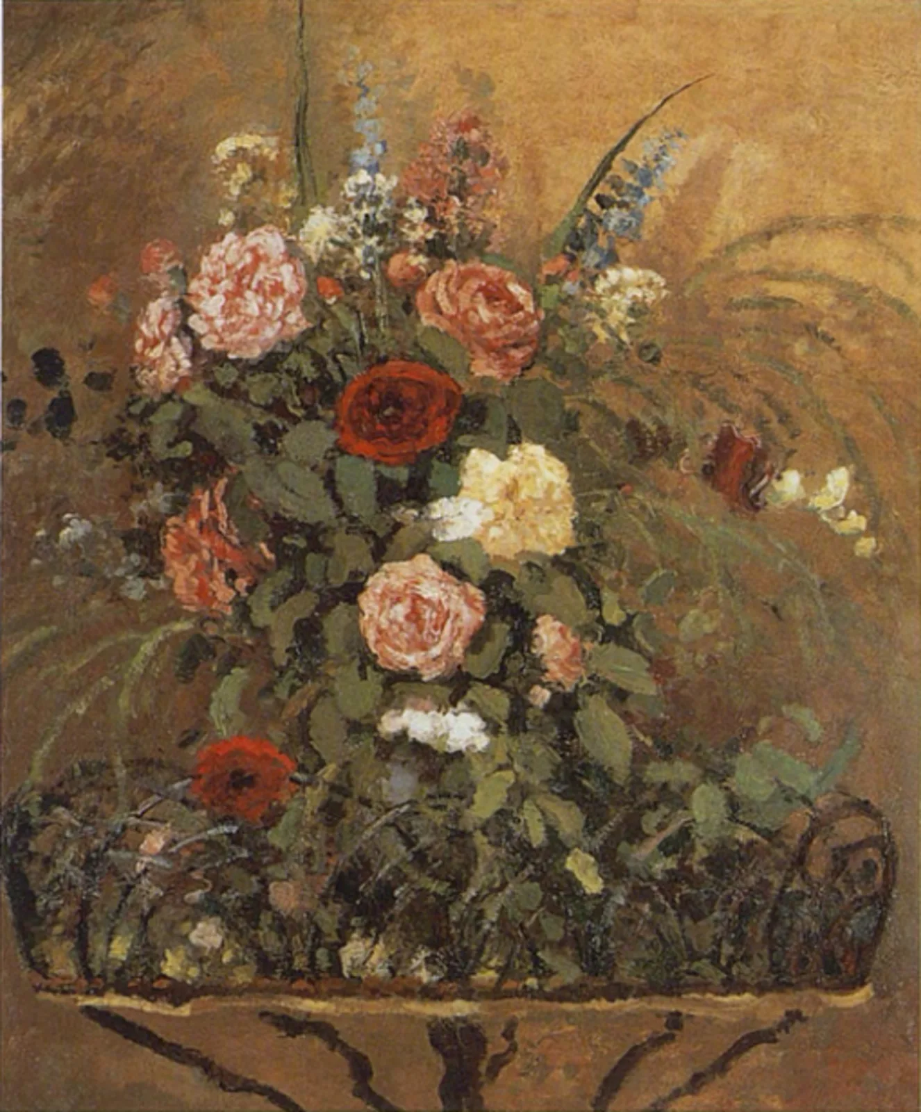 Bouquet de fleurs avec jardinière