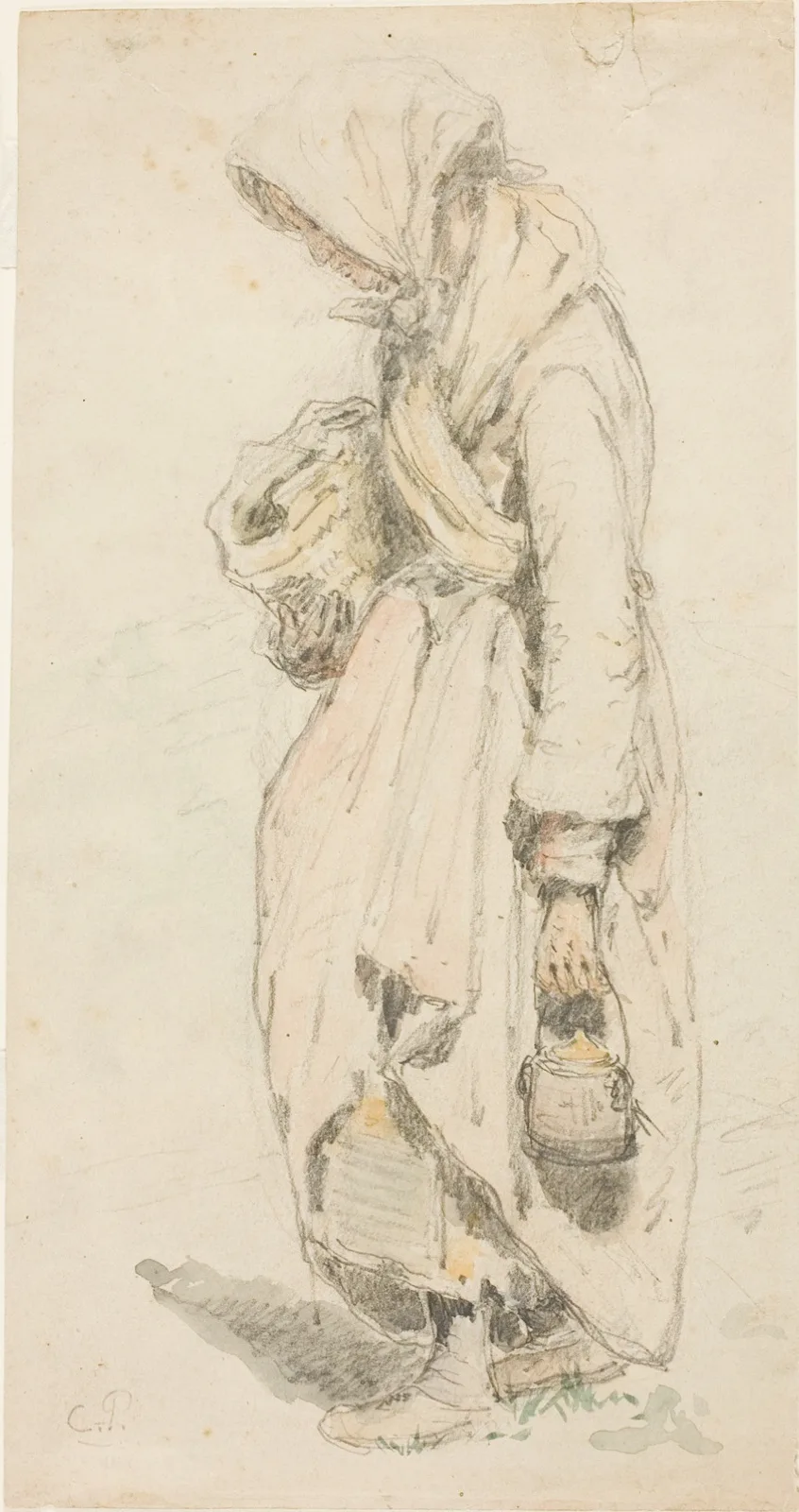 Peasant Woman (recto); Boy with a Fishing Pole (verso)