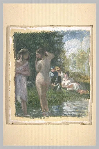 Groupe de baigneuses au bord de l'eau