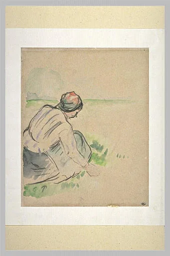 Paysanne, de dos, accroupie à terre (No. 1)