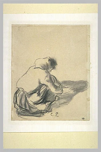 Paysanne, de dos, accroupie à terre (No. 2)