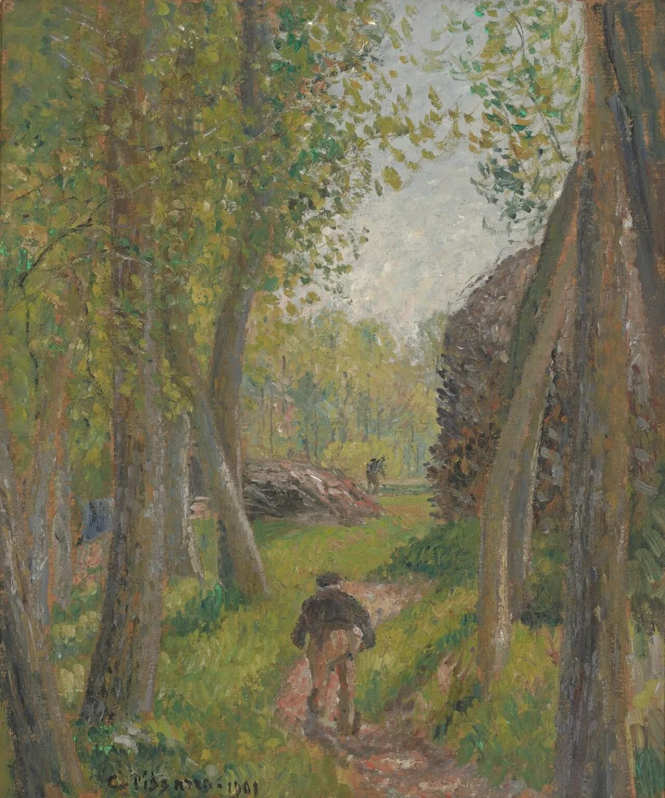 Paysan vu de dos dans un sous-bois, Moret