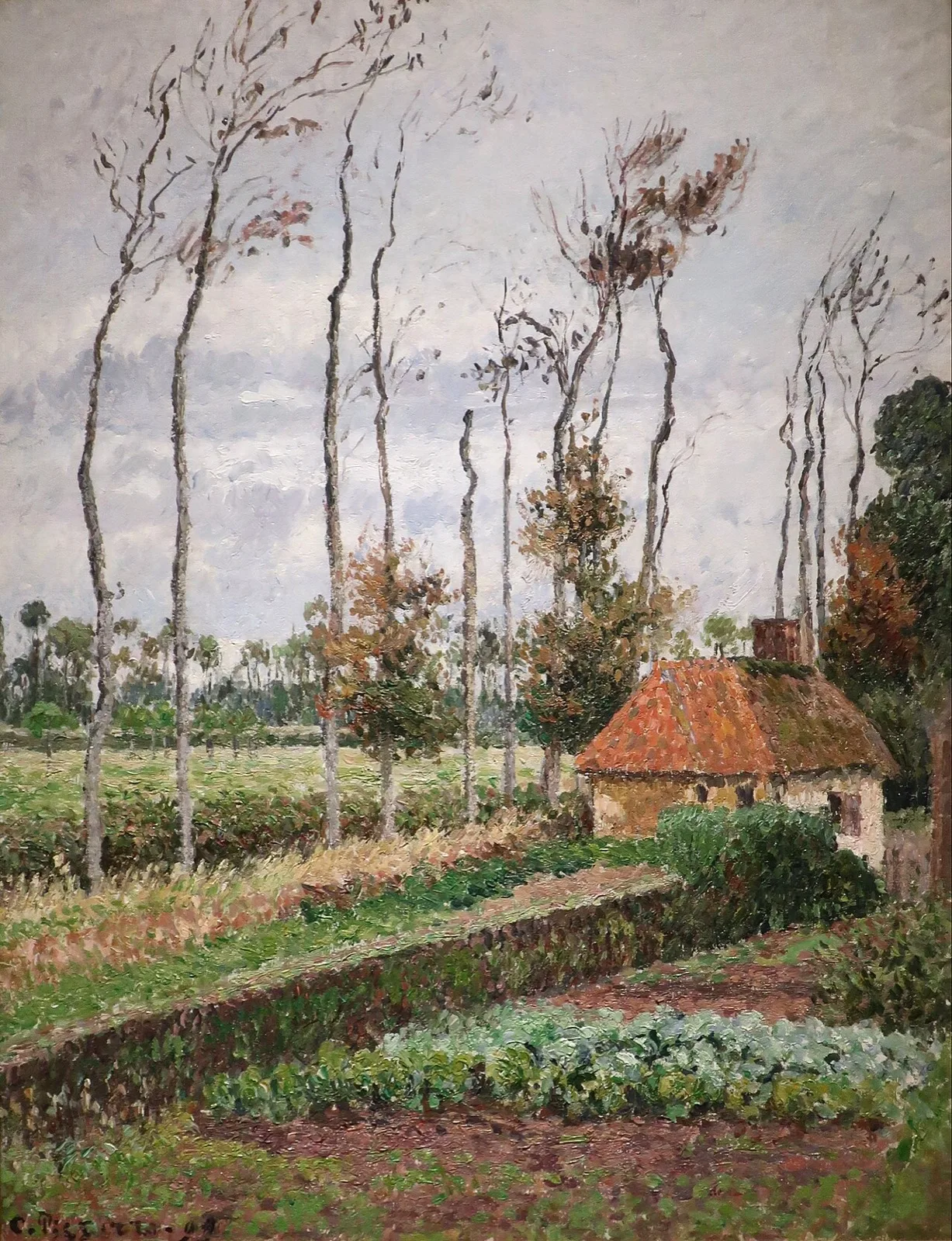 Le potager du manoir d'Ango, Varangeville, temps gris