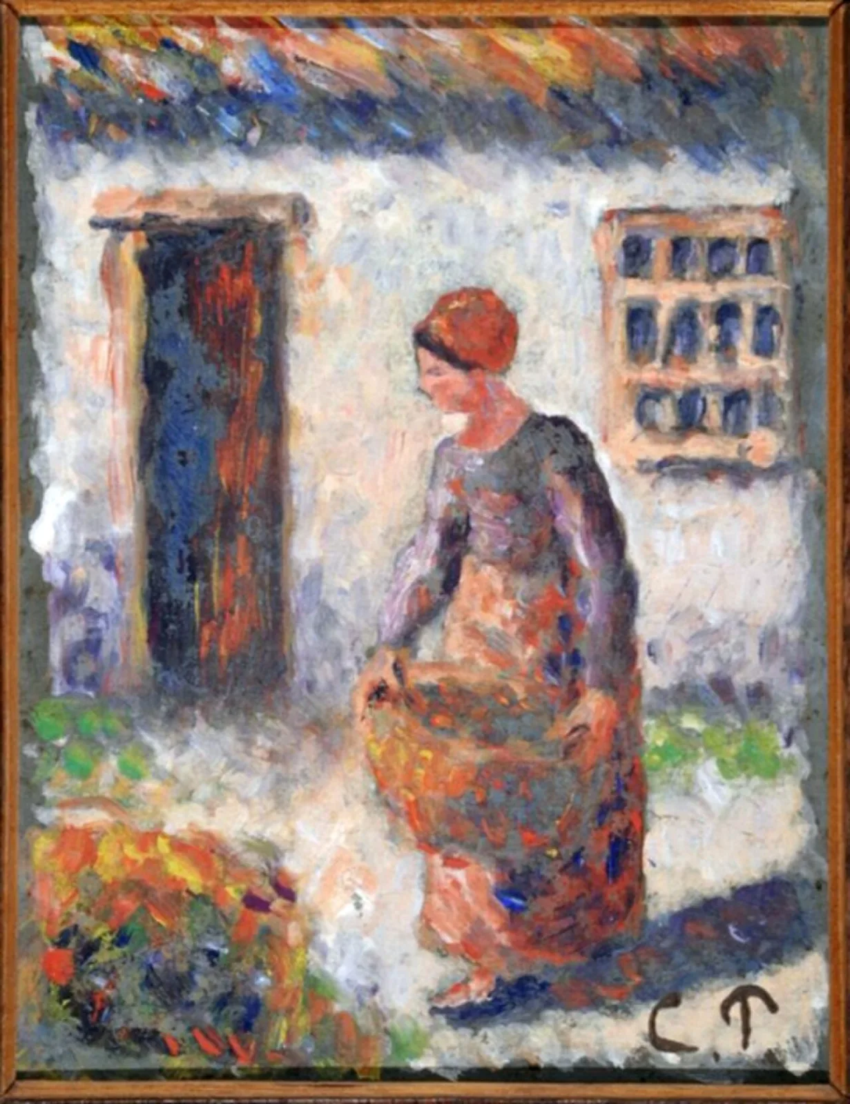 Peasant Woman Carrying a Large Wicker Basket