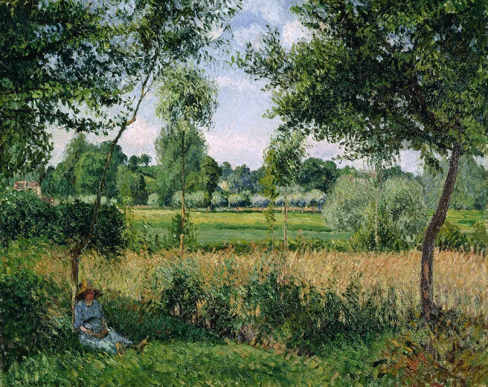 Peasant Woman Resting at the Foot of a Tree, Effect of Sunshine, Éragny