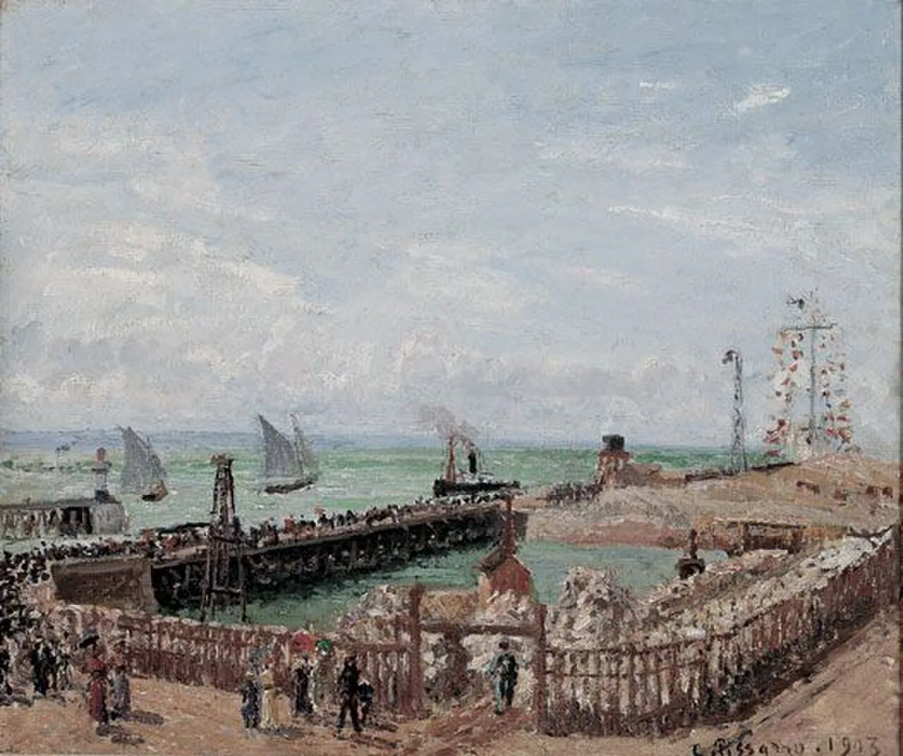 Entrance to the Harbour at Le Havre with the West Breakwater, Sunlight, Morning