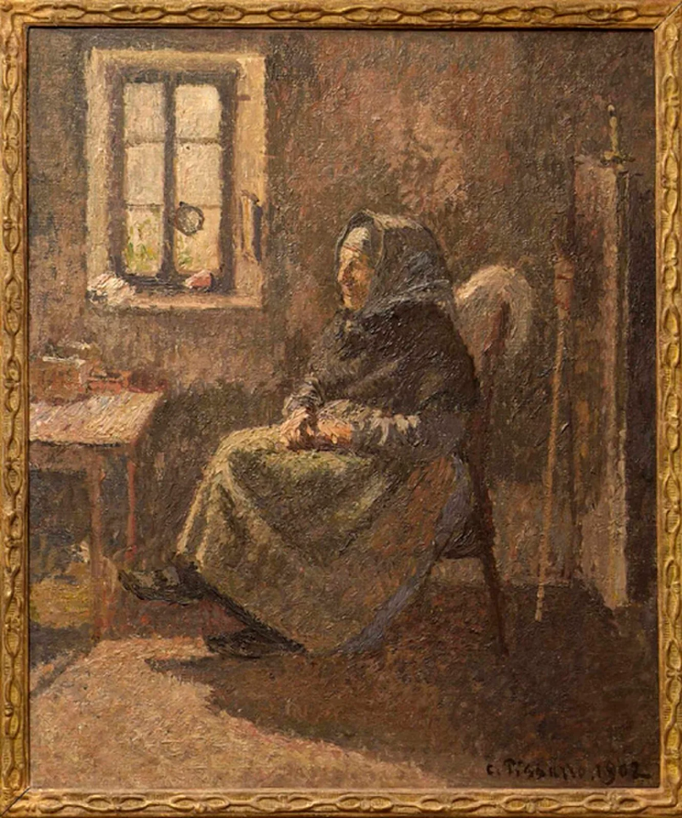 Peasant woman sitting in moret