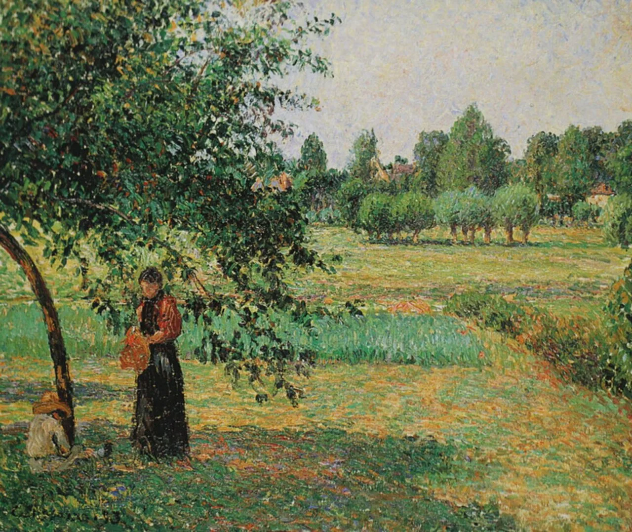 In the Meadow at Eragny, Woman and Child beneath a tree