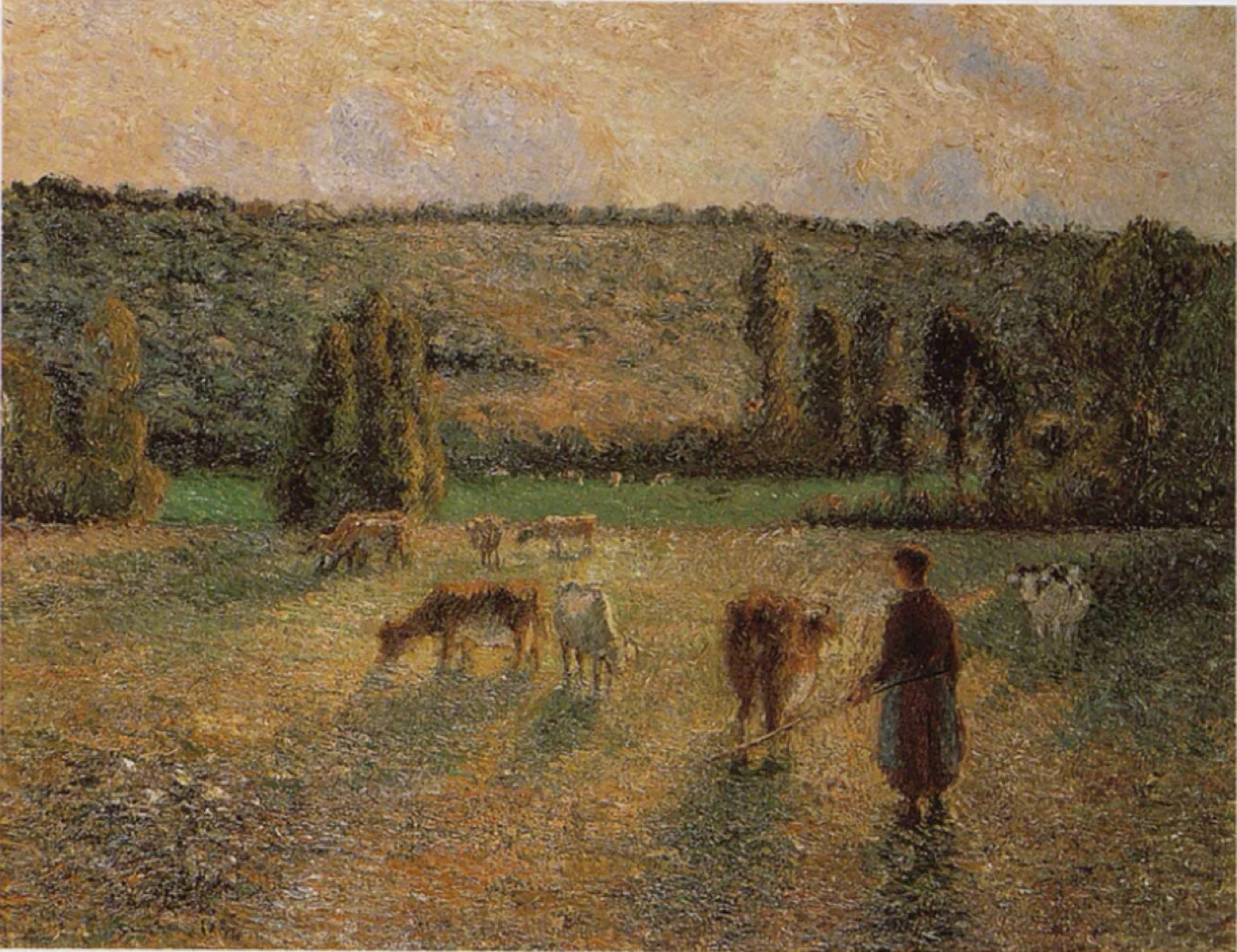 Girl Tending Cows at Eragny