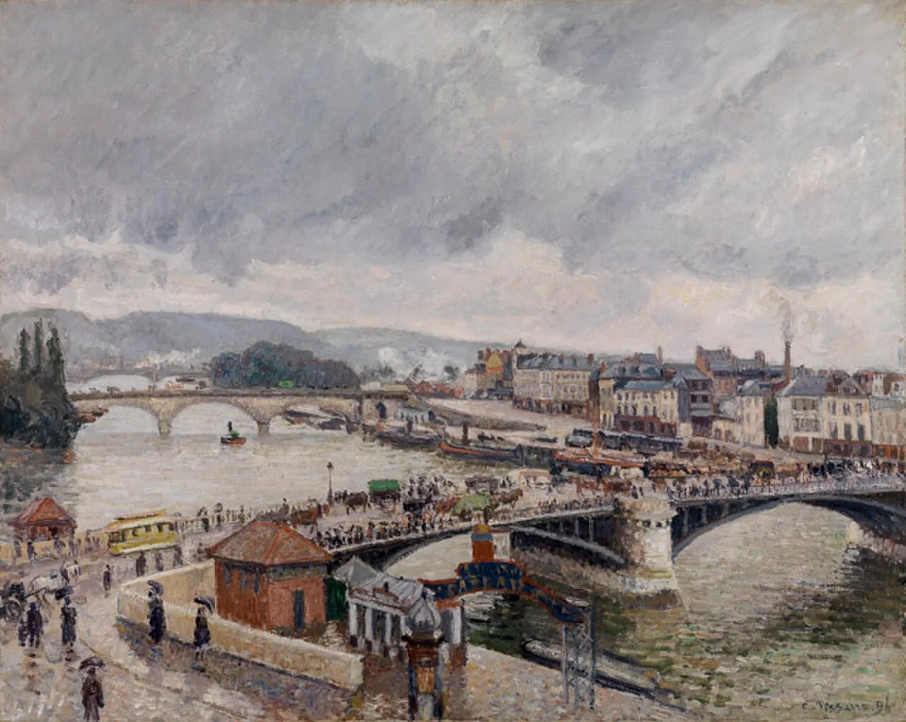 Rouen. Les ponts Boieldieu et Corneille, effet de pluie