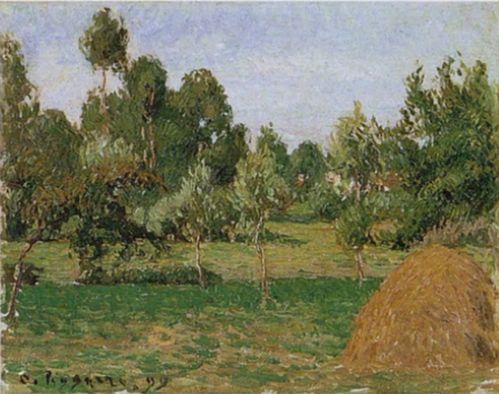 Le fond du pré à Eragny, avec meule à droite