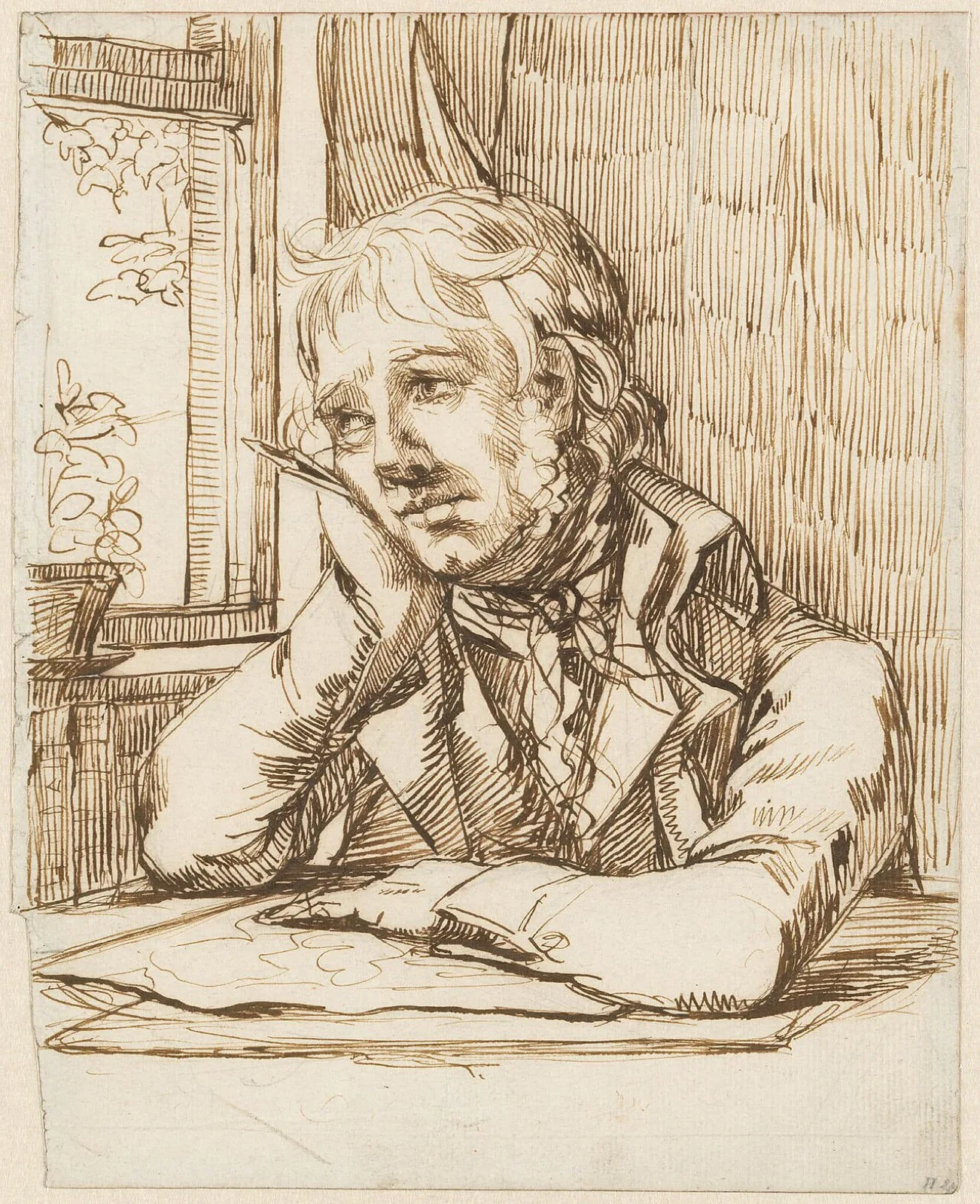 Self-portrait with supported arm