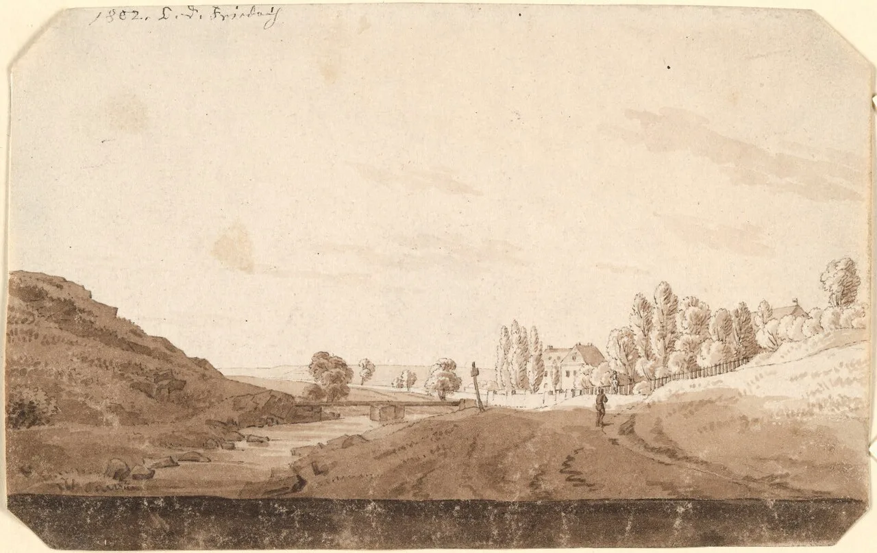 Countryroad, brook and bridge
