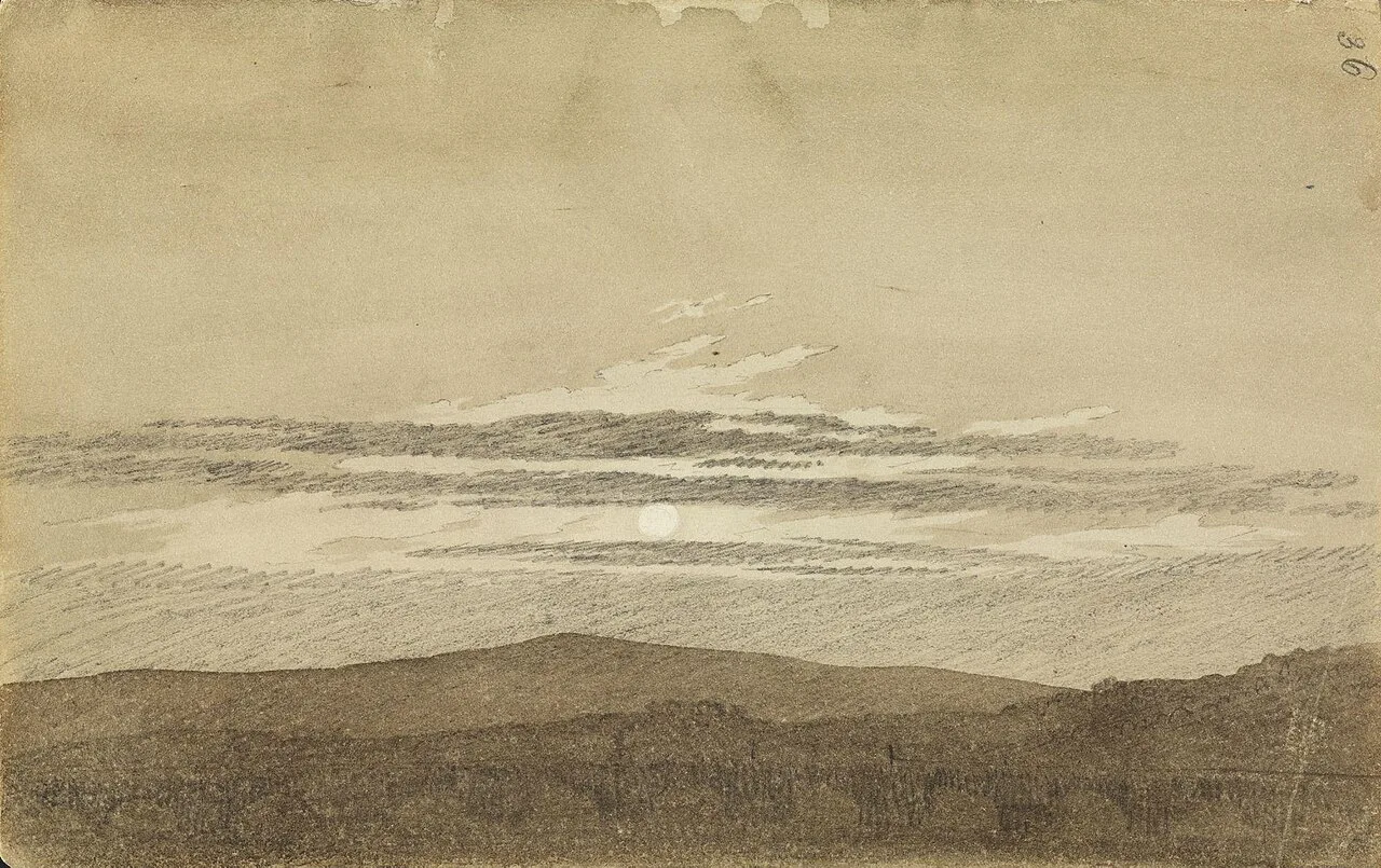 Berglandschaft mit untergehender Sonne