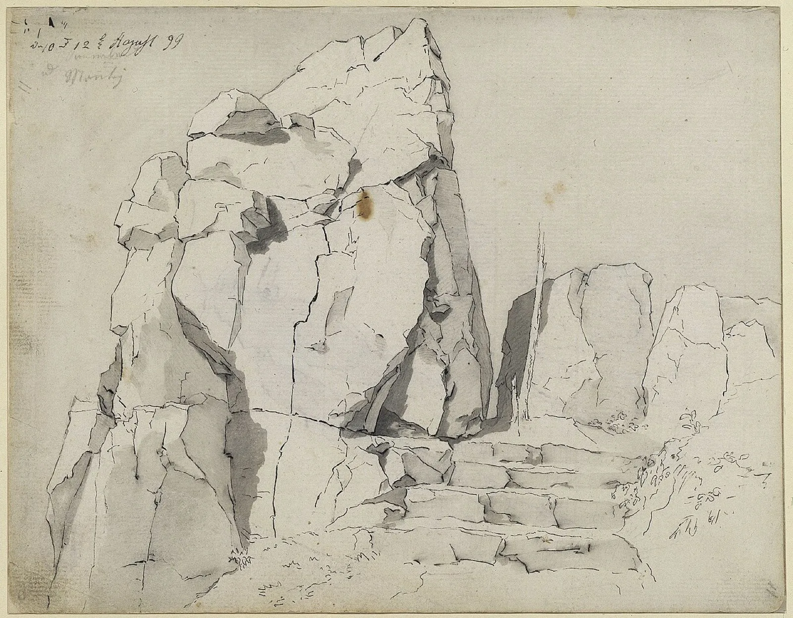 Felsenstudie, rechts Stufen