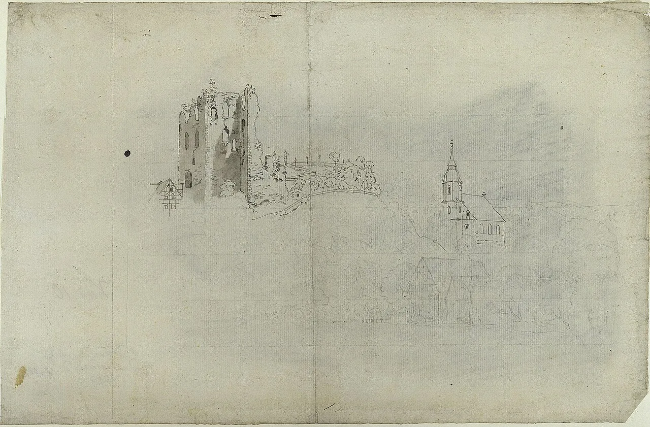 Ruine, Kirche und Häuser in Tharandt bei Dresden