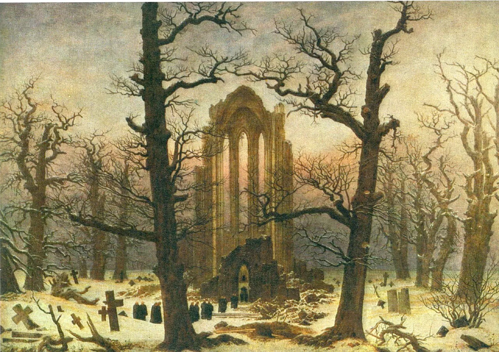 Monastery cemetery in snow