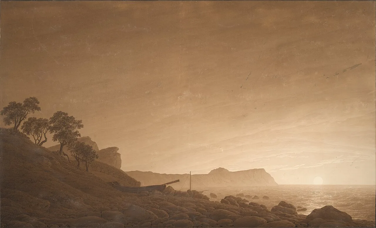 View of Arkona with moon rising