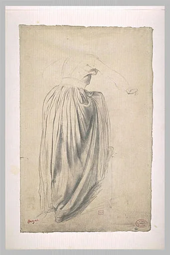 Etude de draperie pour une femme montant dans un char