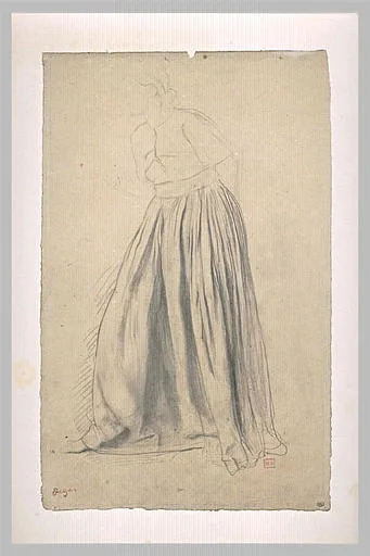 Etude de draperie pour une femme debout