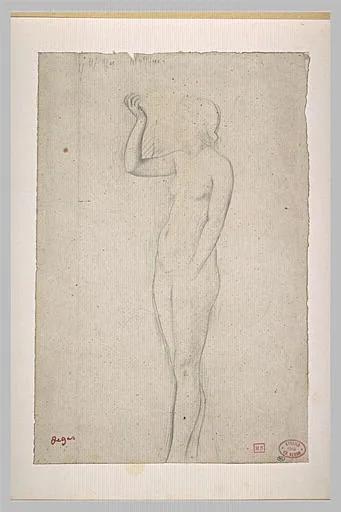 Femme nue, debout, de trois quarts à gauche