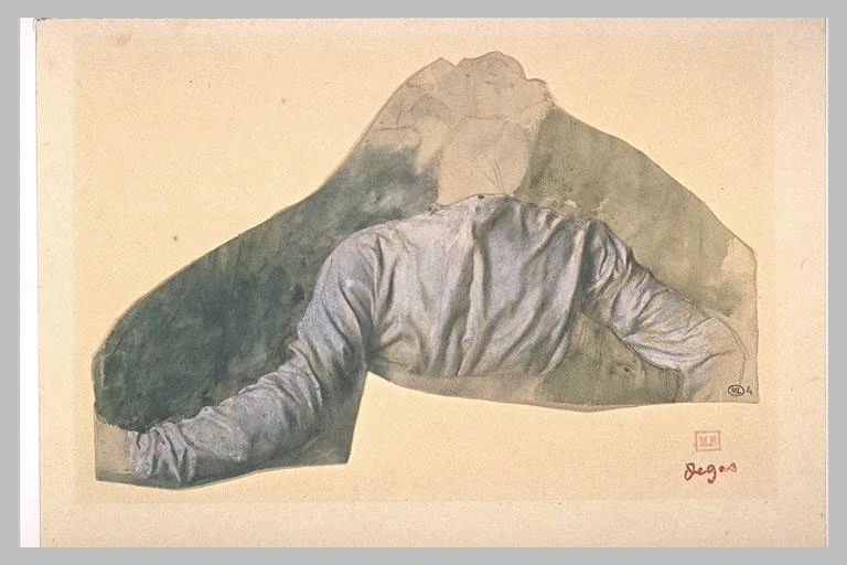Epaules et bras drapés d'une figure de dos