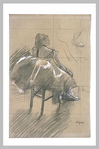 Danseuse assise, de trois quarts à droite