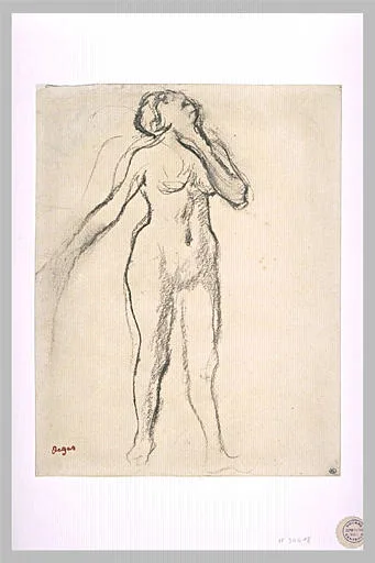 Femme nue, debout, tournée vers la droite