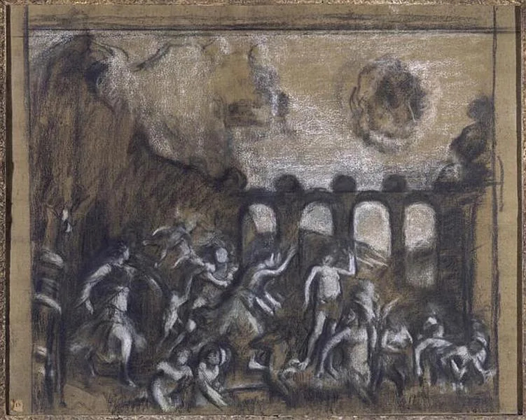Copie d'apres mantegna: la sagesse victorieuse des vices ou minerve chassant les vices du jardin de la vertu