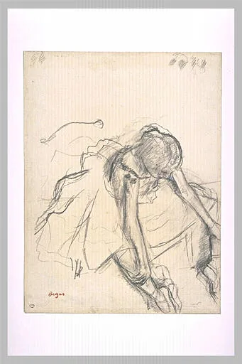 Danseuse assise, essayant ses pointes
