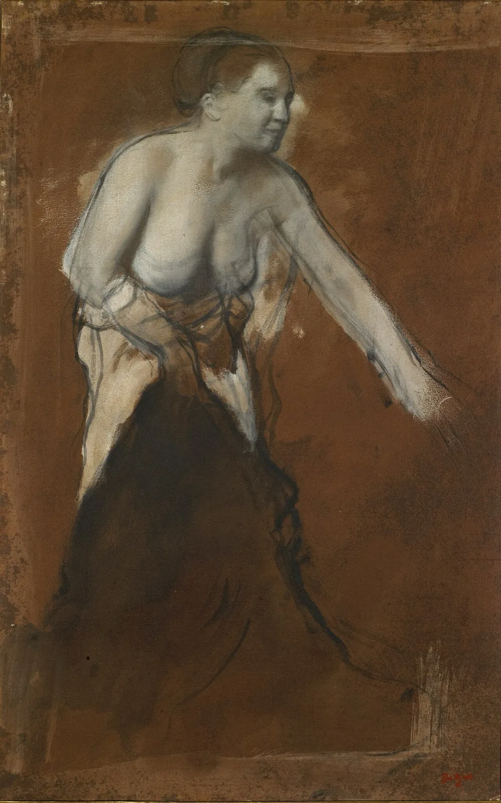 Standing Female Figure with Bared Torso