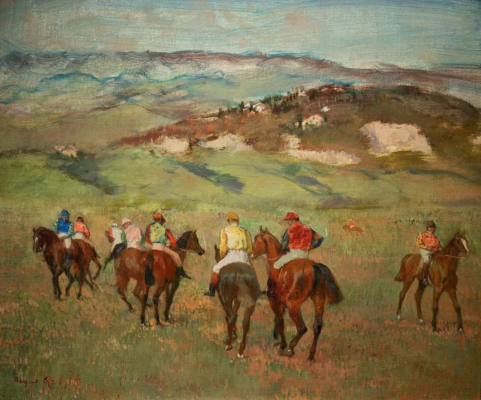 Jockeys on Horseback before Distant Hills