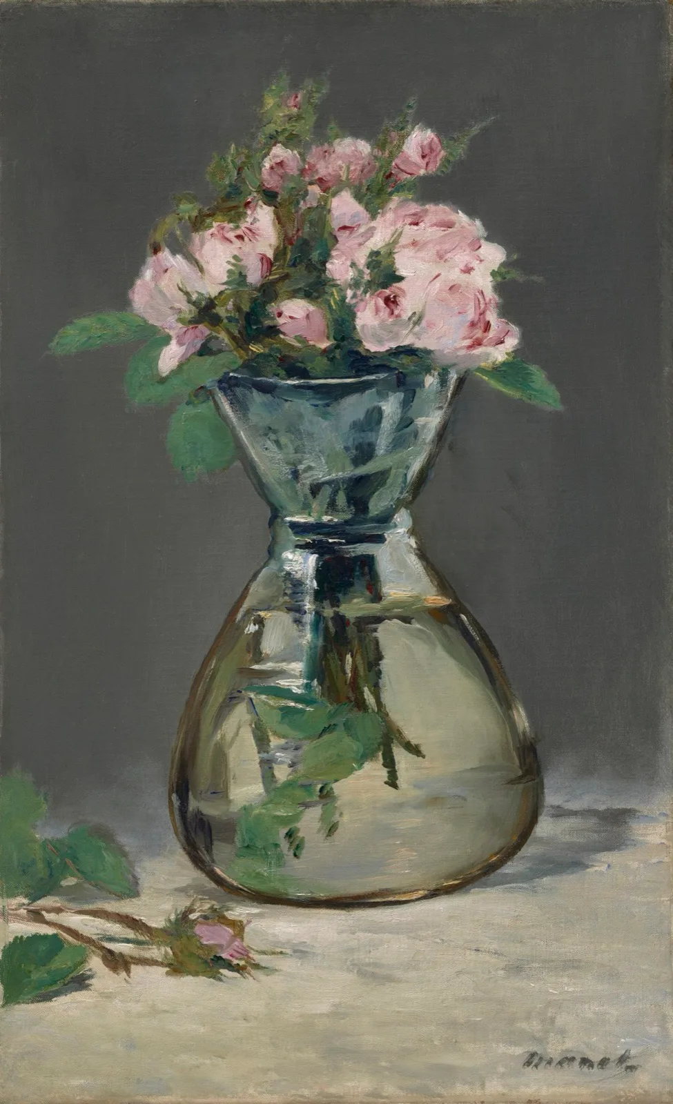 Moss Roses in a Vase