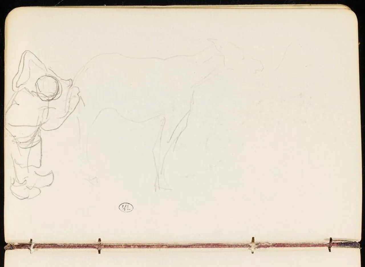 Croquis de cheval et palfrenier