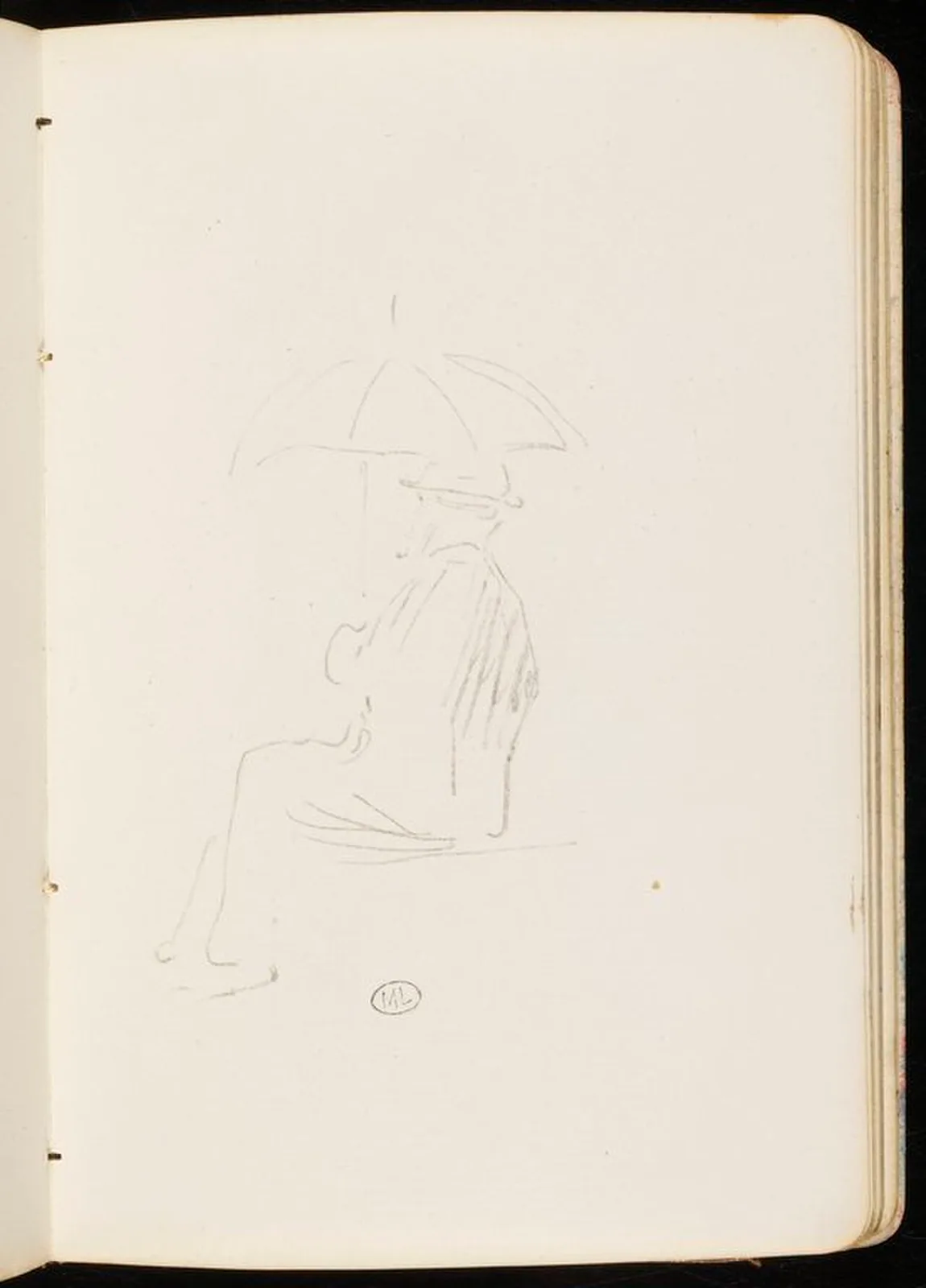 Croquis d'homme sous une ombrelle (No. 1)