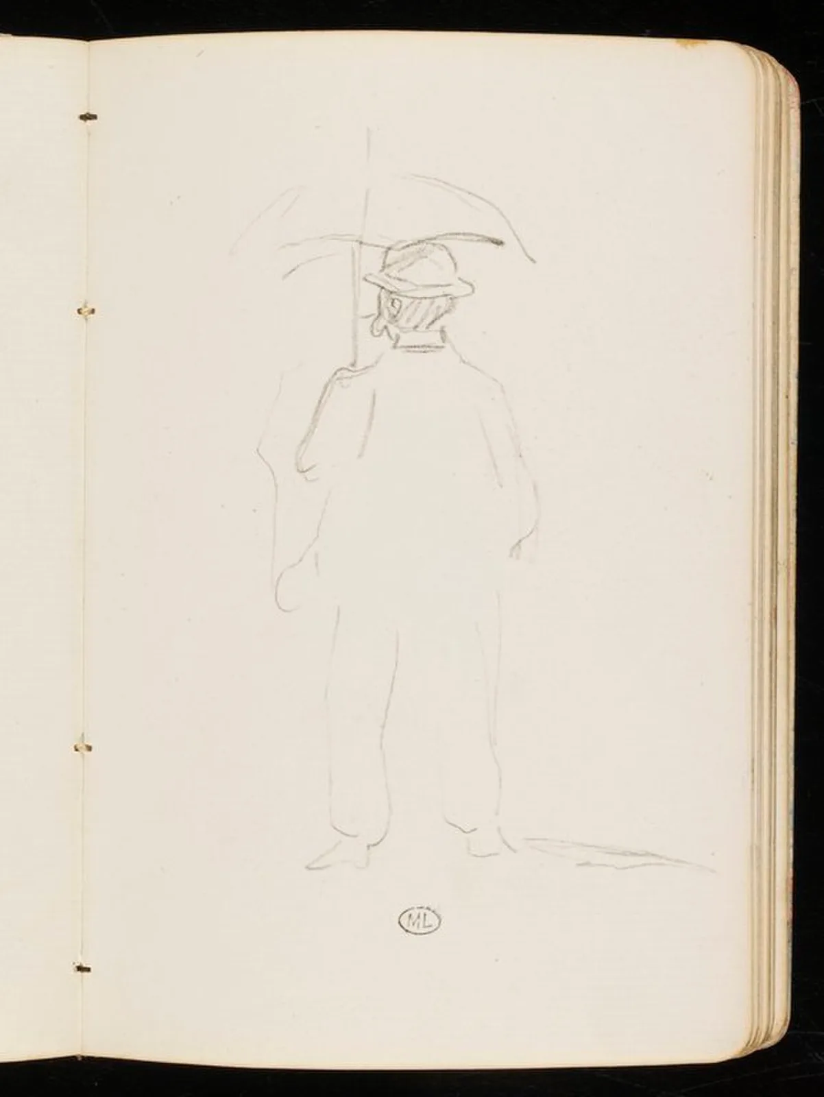 Croquis d'homme sous une ombrelle (No. 2)