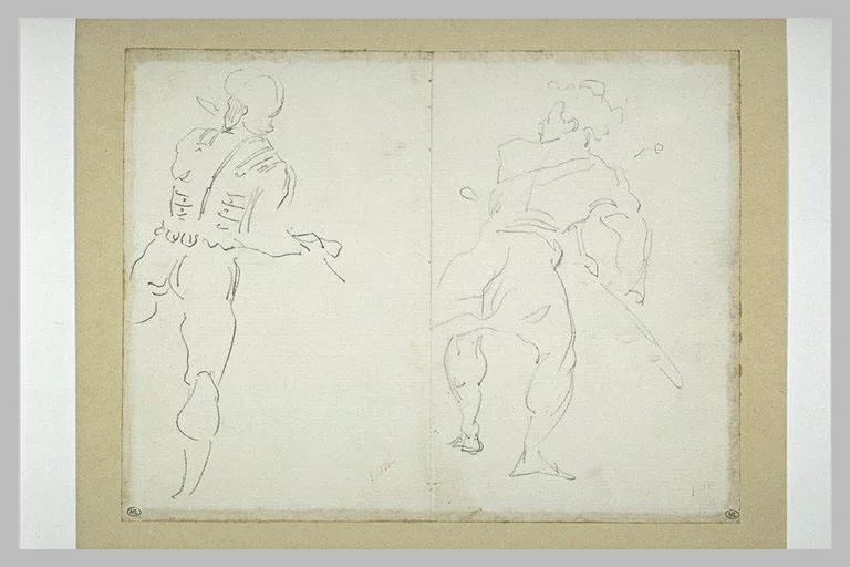Deux études d'un homme vu de dos
